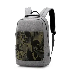 Anti Theft WaterProof Smart Camouflage BackPack with USB Port-Grey