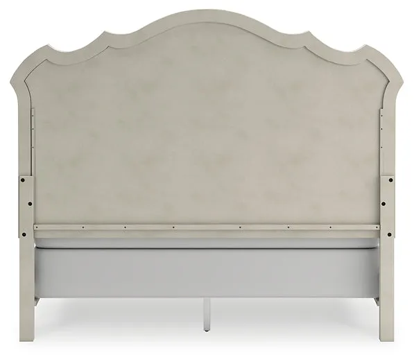 Arlendyne California King Upholstered Bed with Mirrored Dresser and Chest