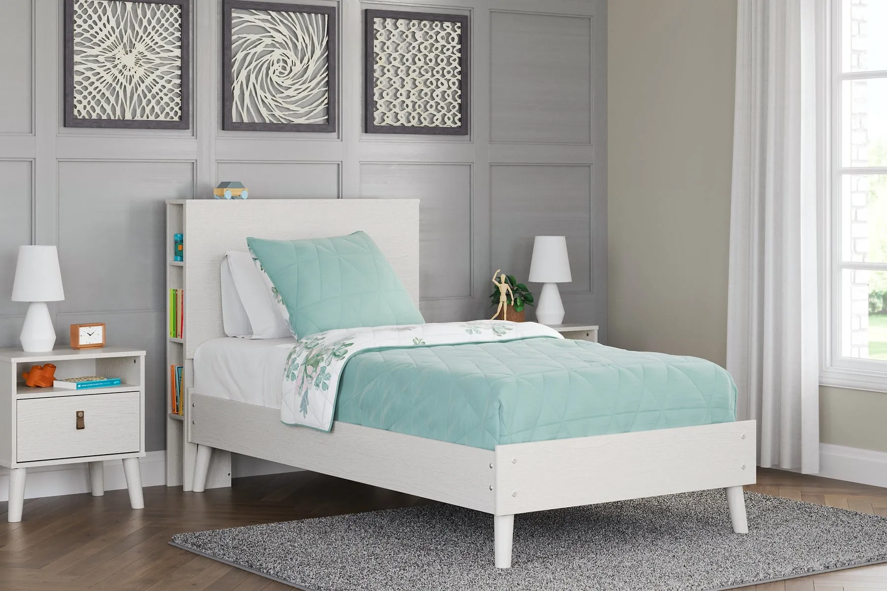 Ashley Express - Aprilyn Twin Bookcase Bed with Dresser, Chest and Nightstand