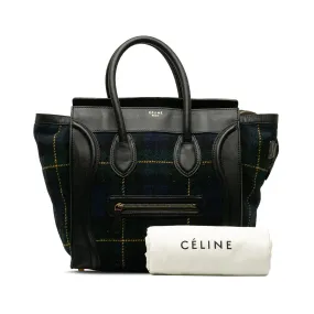 Celine Luggage Tote Mini Tartan Black