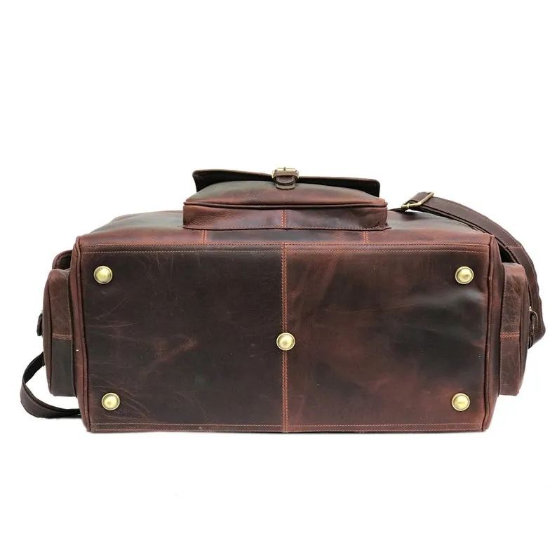 Combo Offer - 24 inch Men's Buffalo Leather Weekender Duffel and Toiletry Bag