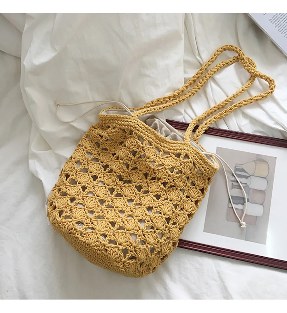 Elena Handbags Handmade Crochet Bucket Shoulder Bag