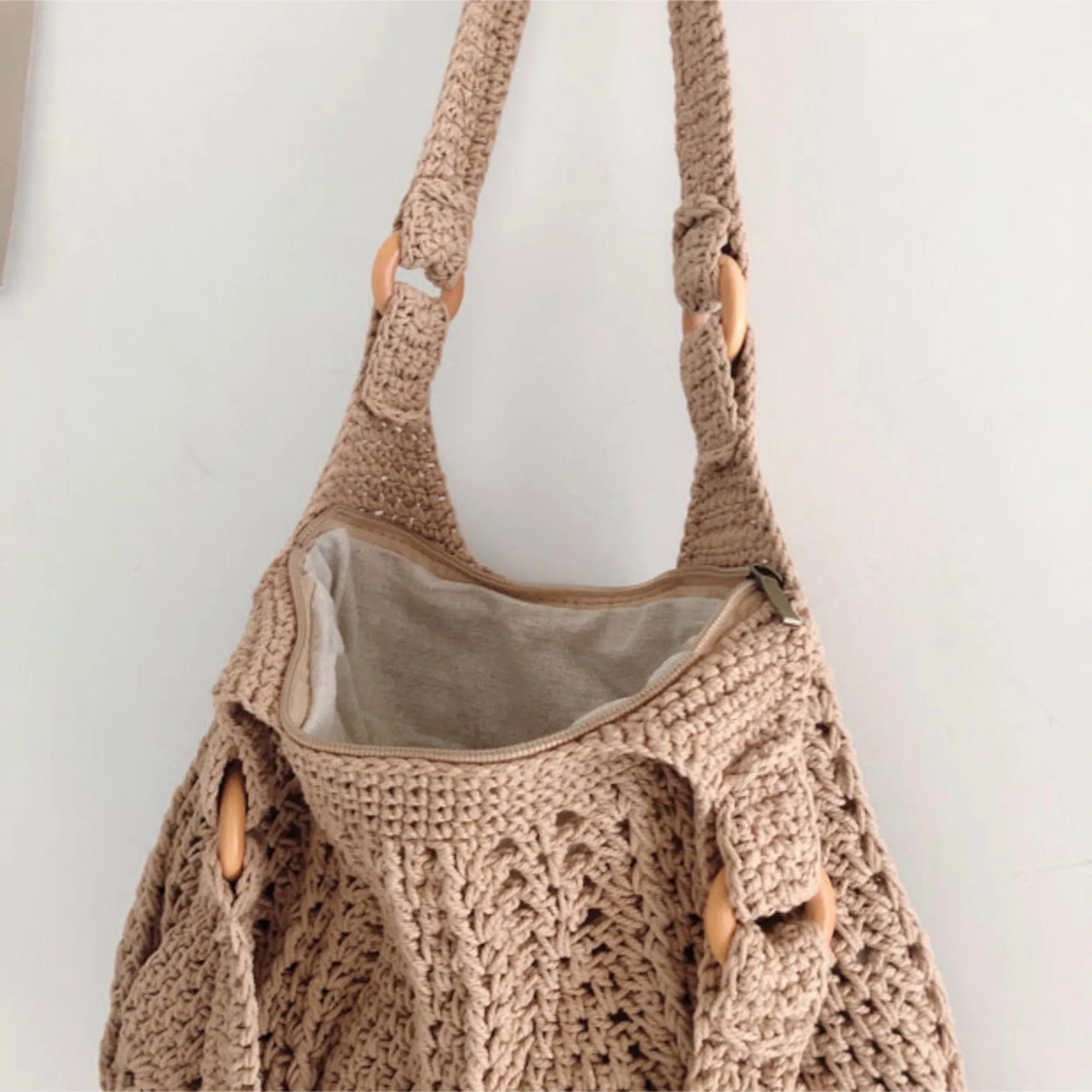 Elena Handbags Retro Artsy Twist Cotton Knitted Bag