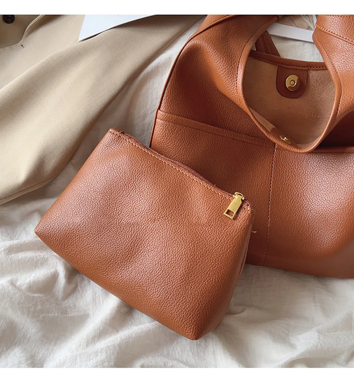 Elena Handbags Simple Leather Tote Bag