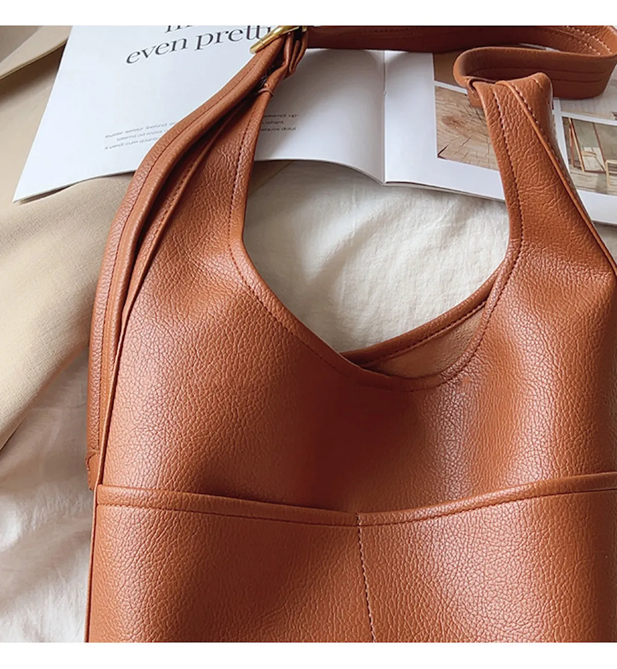 Elena Handbags Simple Leather Tote Bag