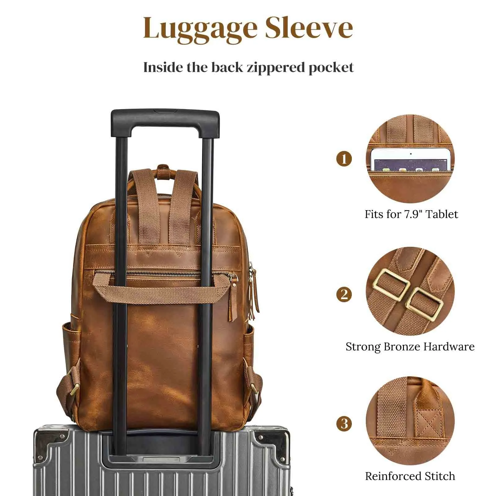 Genuine Leather Travel School Backpack