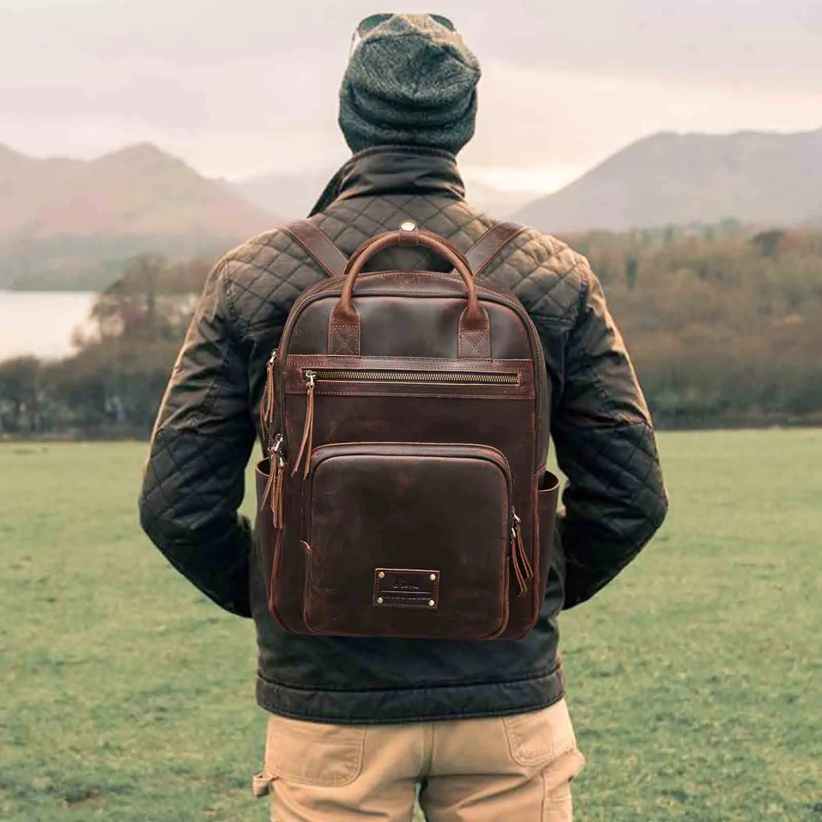 Genuine Leather Travel School Backpack