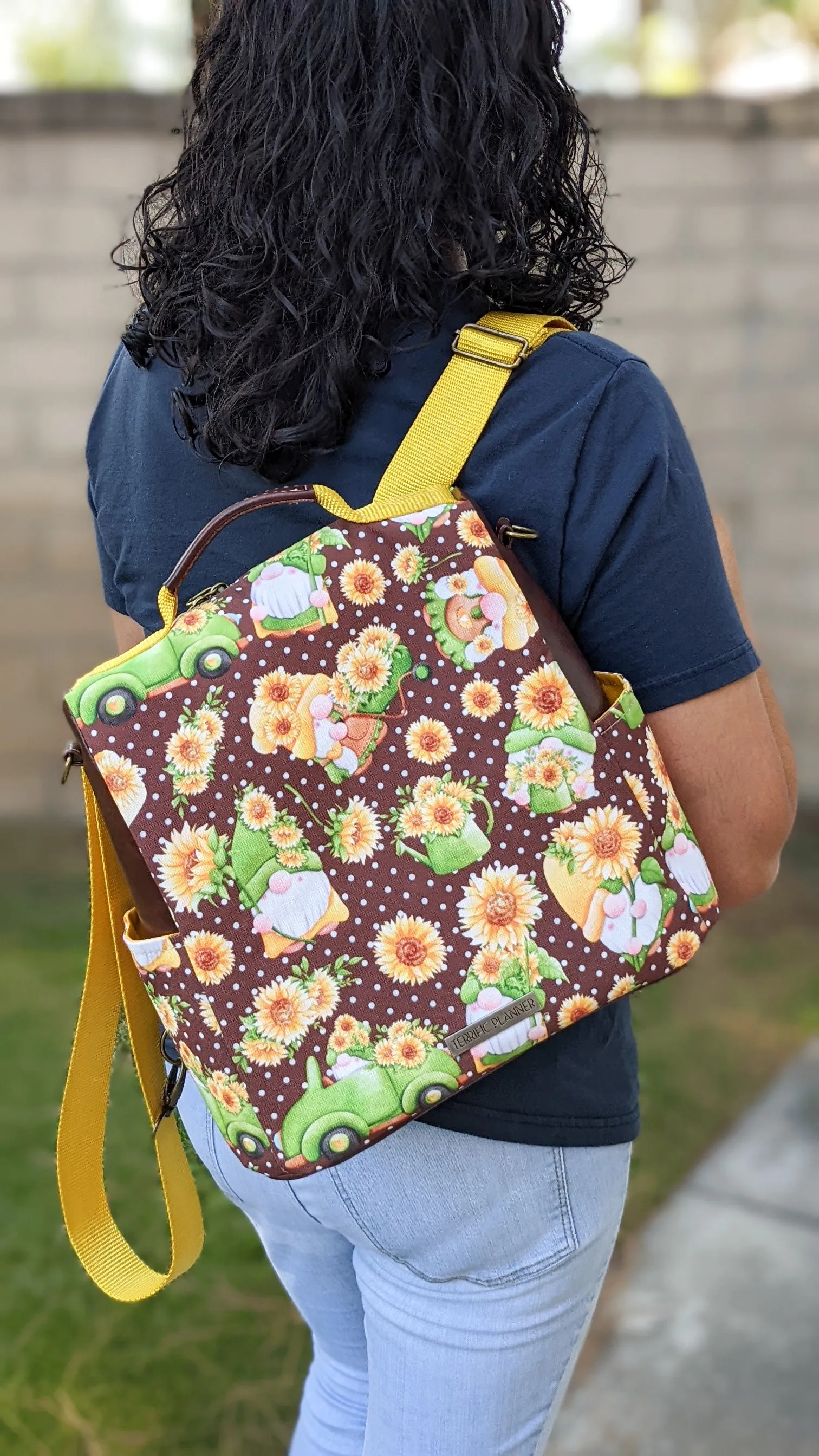 Gnomes and Sunflowers Convertible Backpack