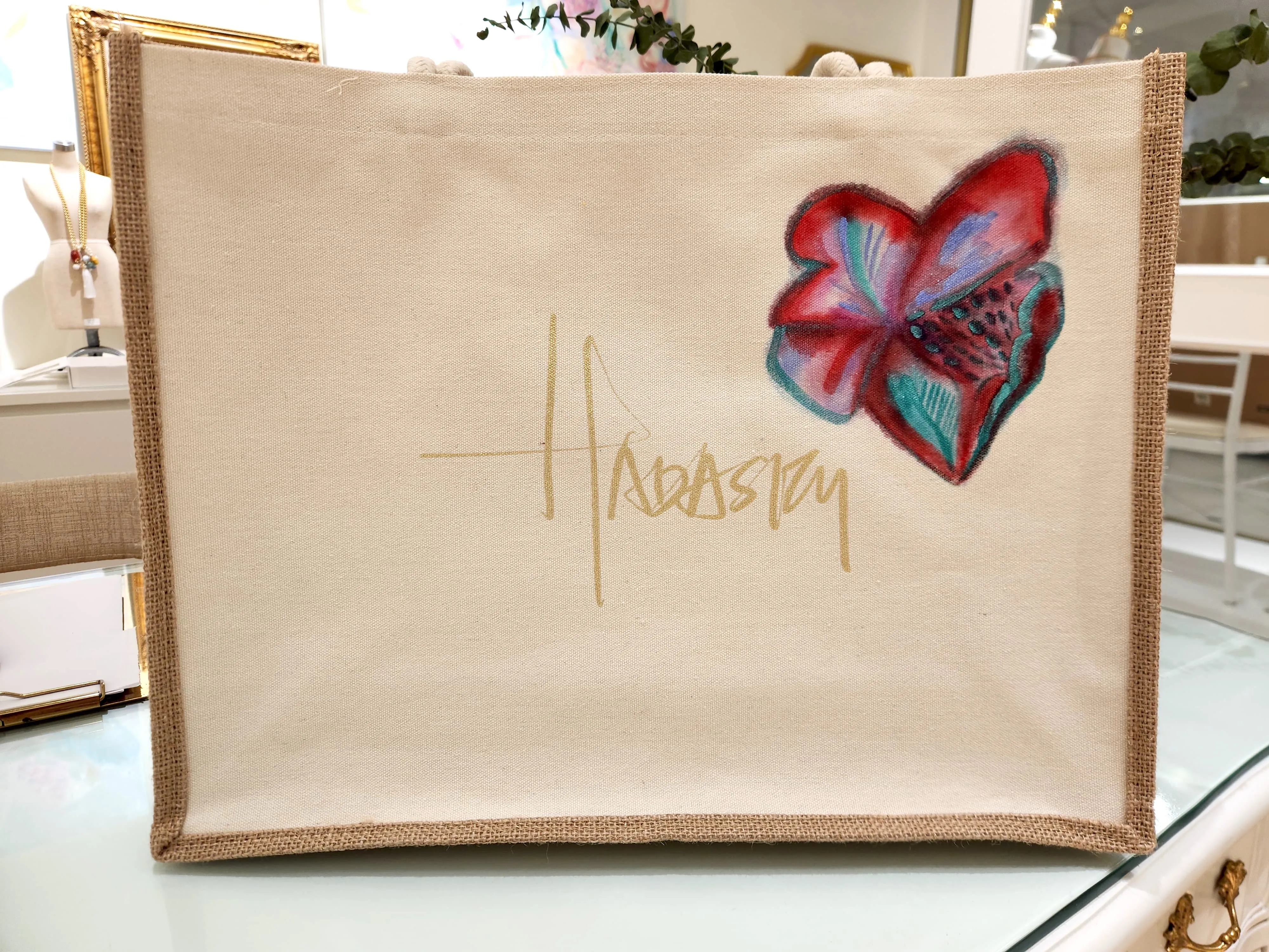 Hadasity Painted Canvas Bag - Blooming