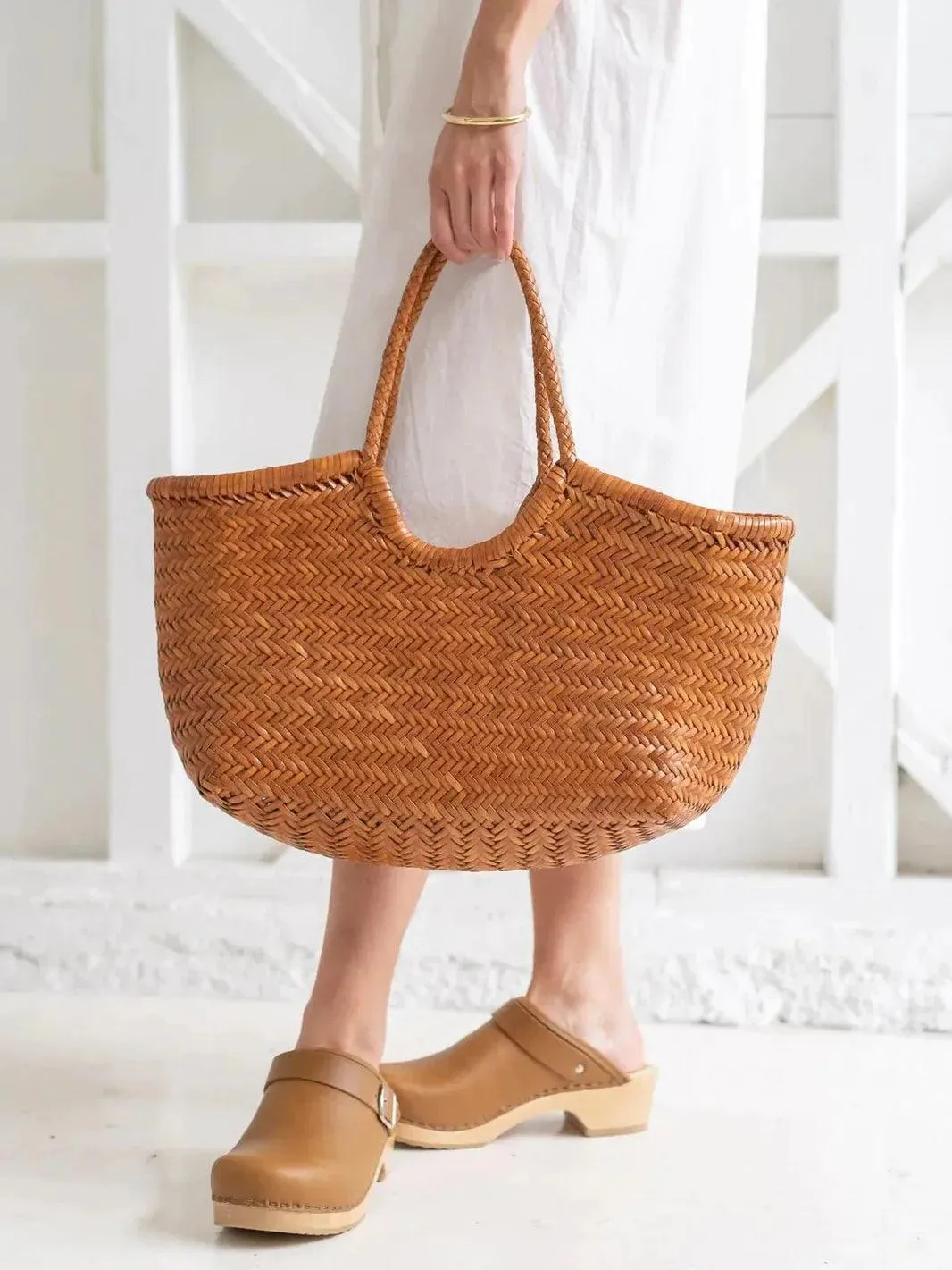 Handcrafted Woven Leather Tote Bag, Full Grain Leather Hand Woven Triple Jump Bamboo Style Ladies HOBO Bag, Summer Holiday Bag