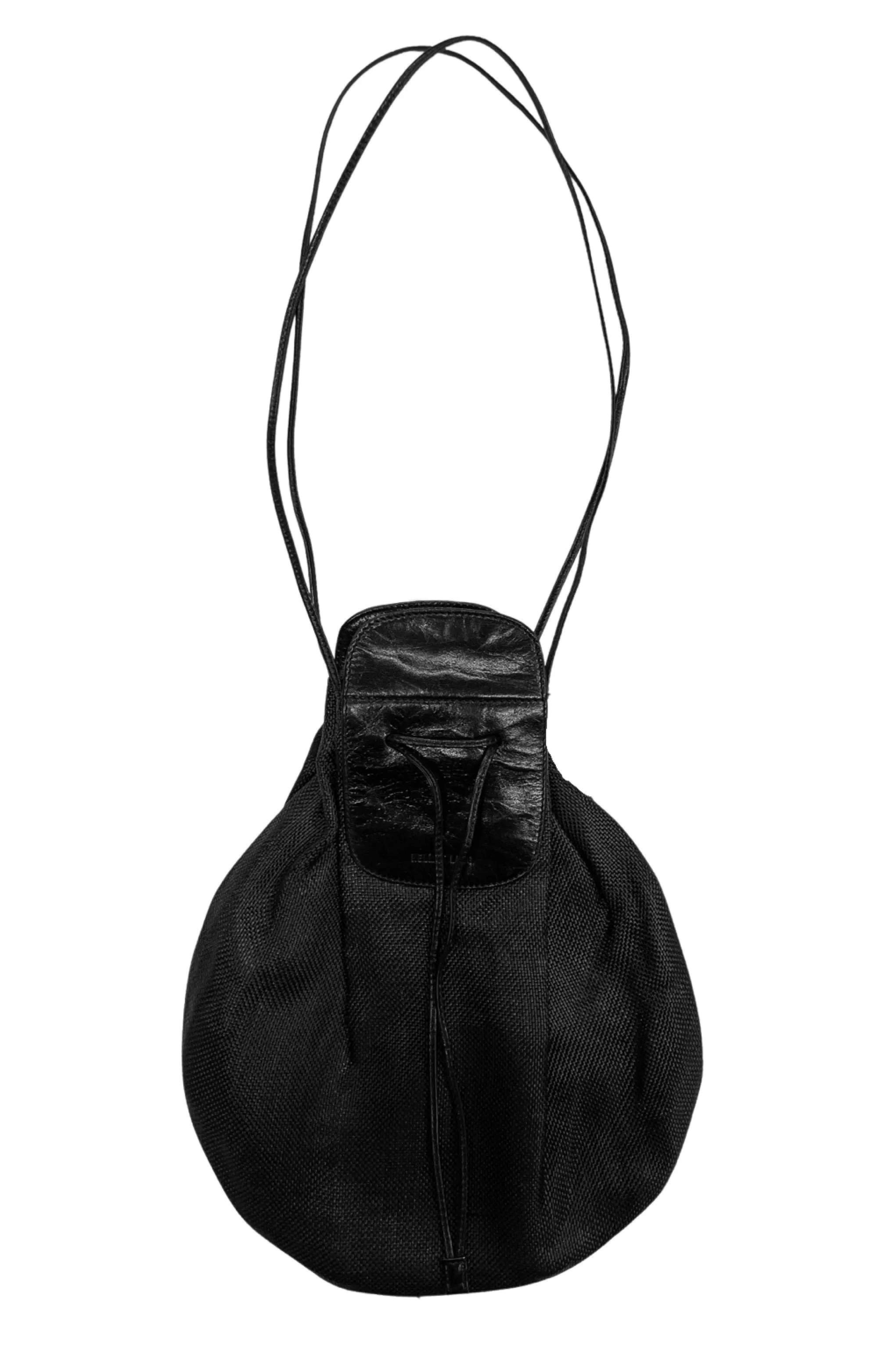 HELMUT LANG BLACK LINEN & LEATHER BAG