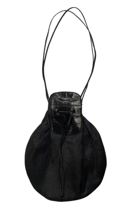 HELMUT LANG BLACK LINEN & LEATHER BAG