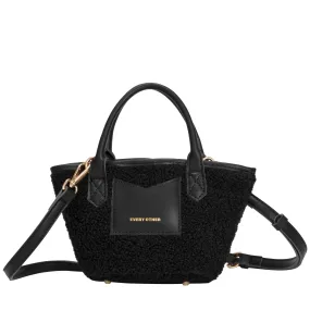 Mini Sherpa Bucket Bag In Black