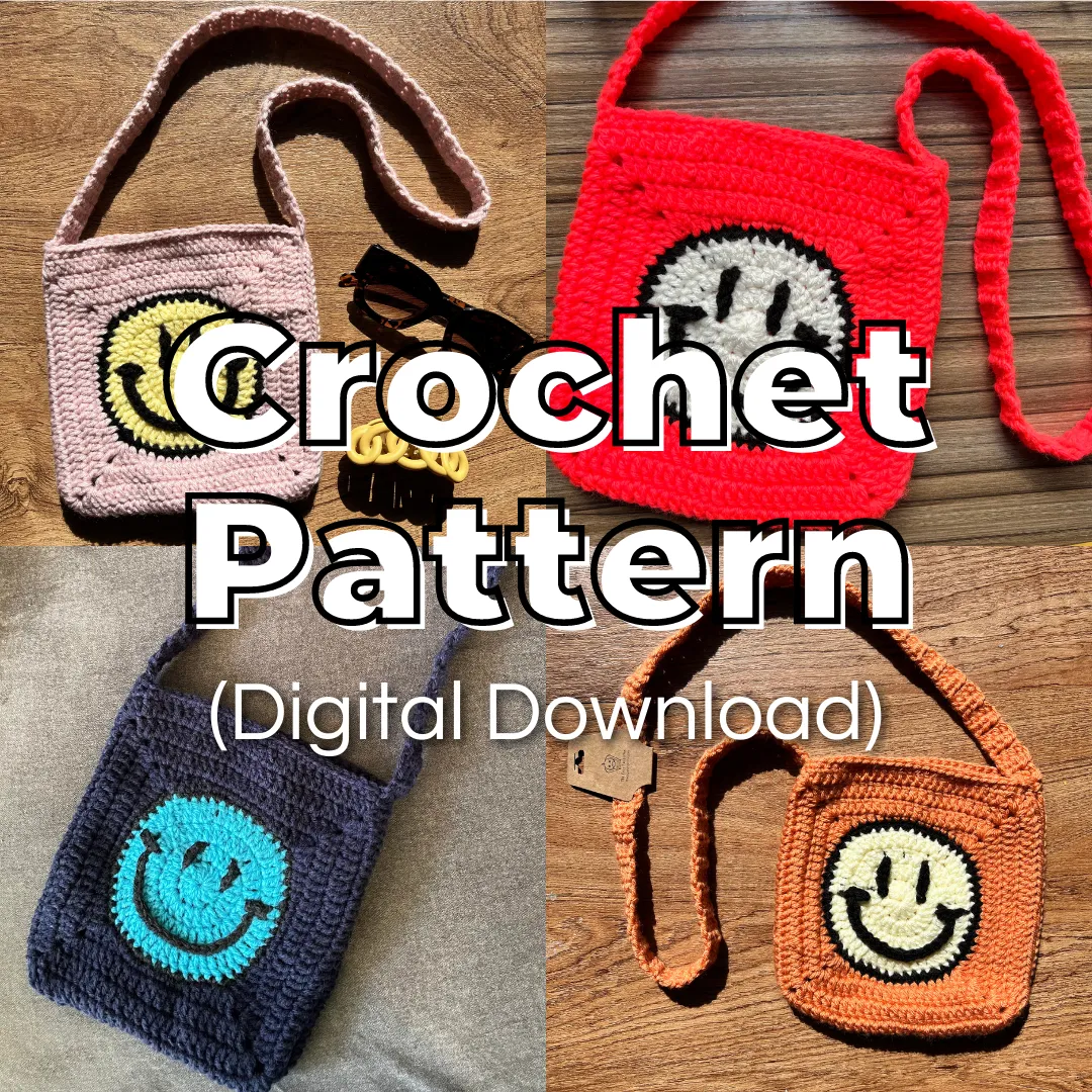 Mini Smiley Face Crossbody Bag Crochet Pattern (Digital Download)