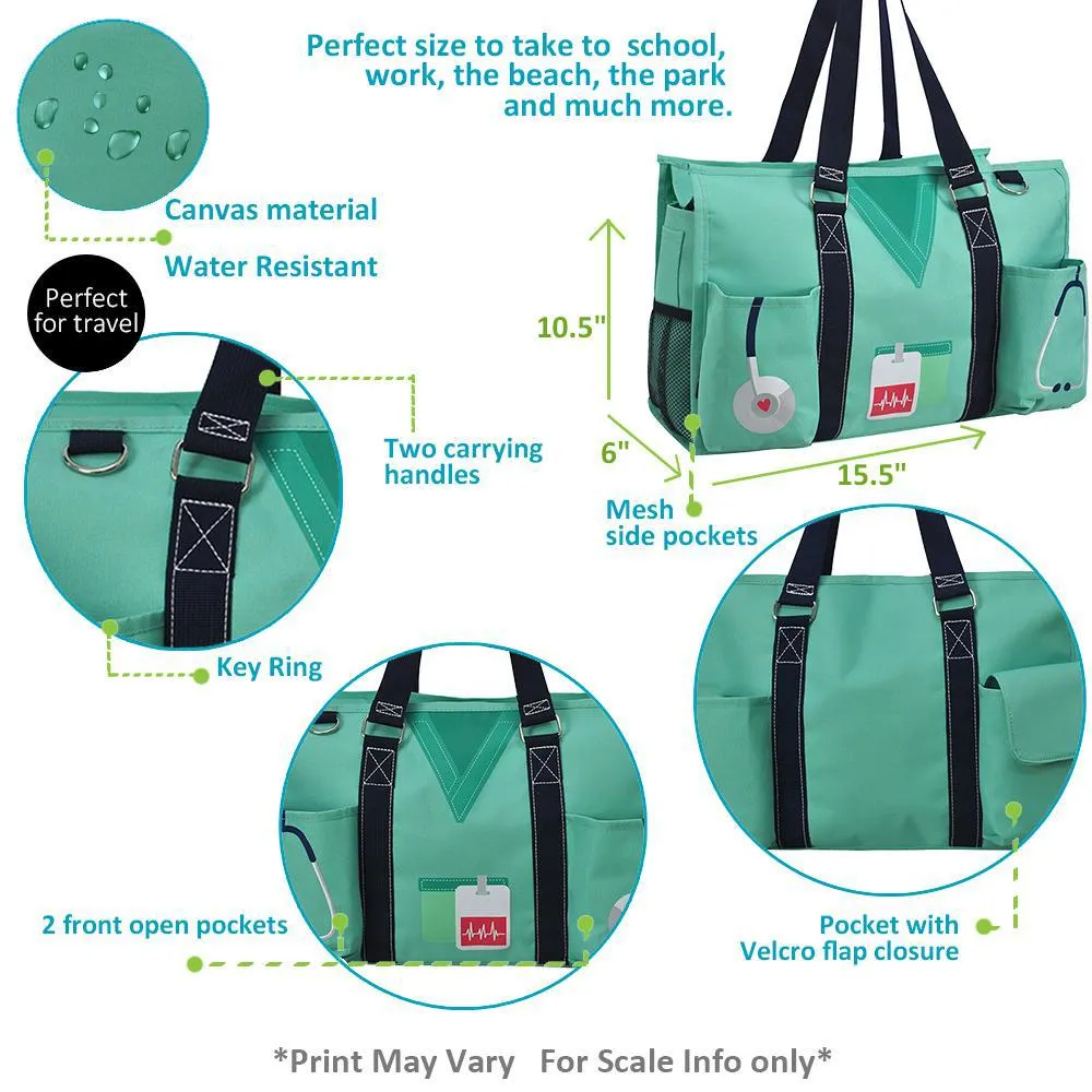 Mint Nurse Life NGIL Zippered Caddy Organizer Tote Bag