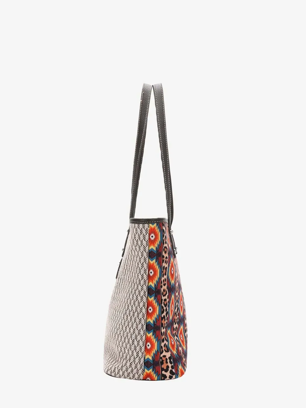 Montana West Aztec Leopard Print Canvas Tote Bag