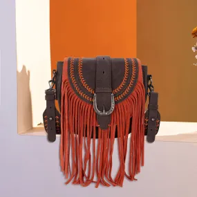 MW1289-8360 Montana West Buckle Fringe Collection Saddle Bag/Crossbody