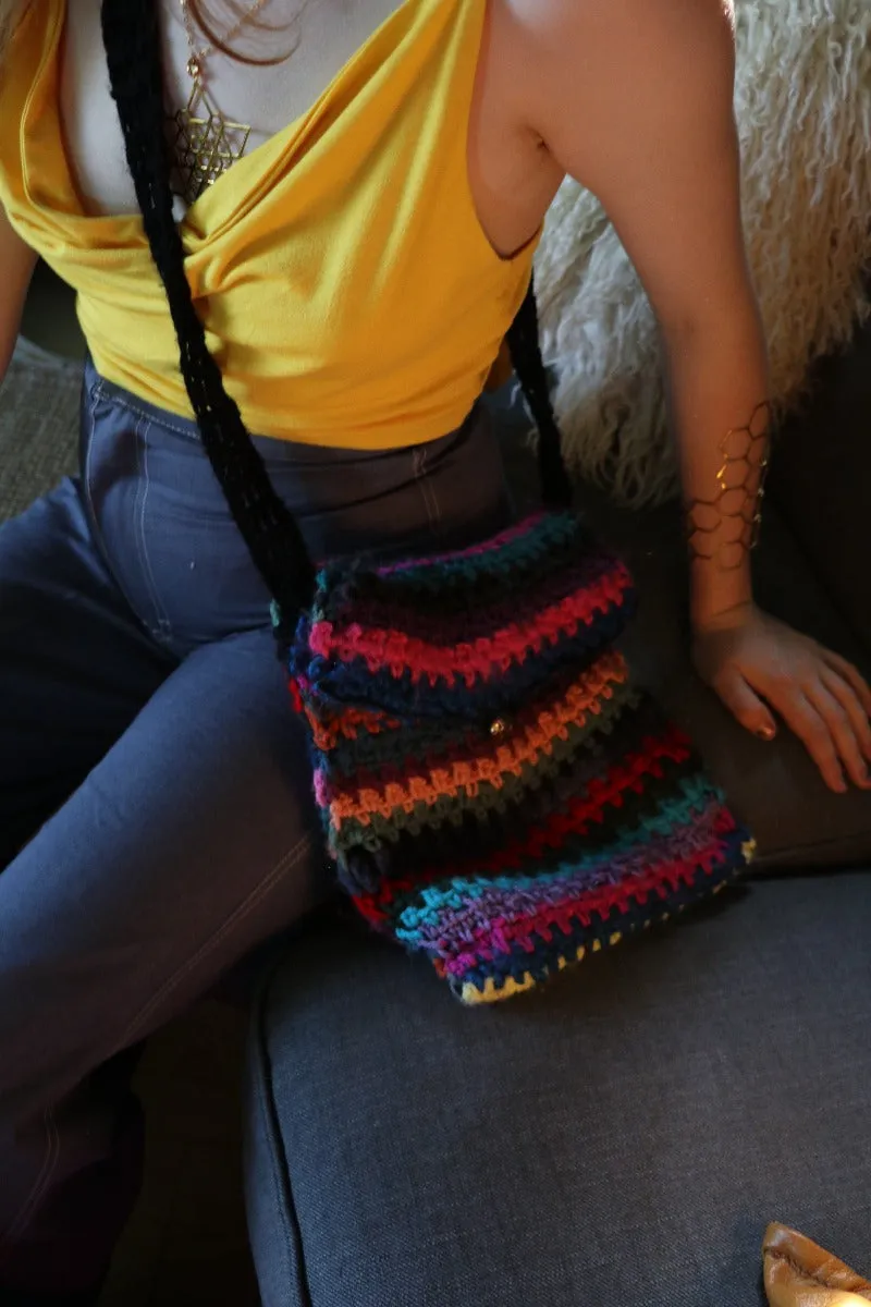 One of a Kind Crochet Bag - Carol Meyer Crochet Originals - multi colour