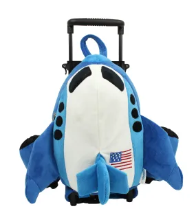 Popatu Kid's Blue Airplane Jet Rolling Backpack