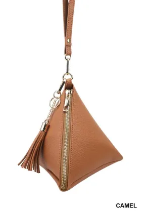 PYRAMID SHAPE TASSEL WRISTLET BAG