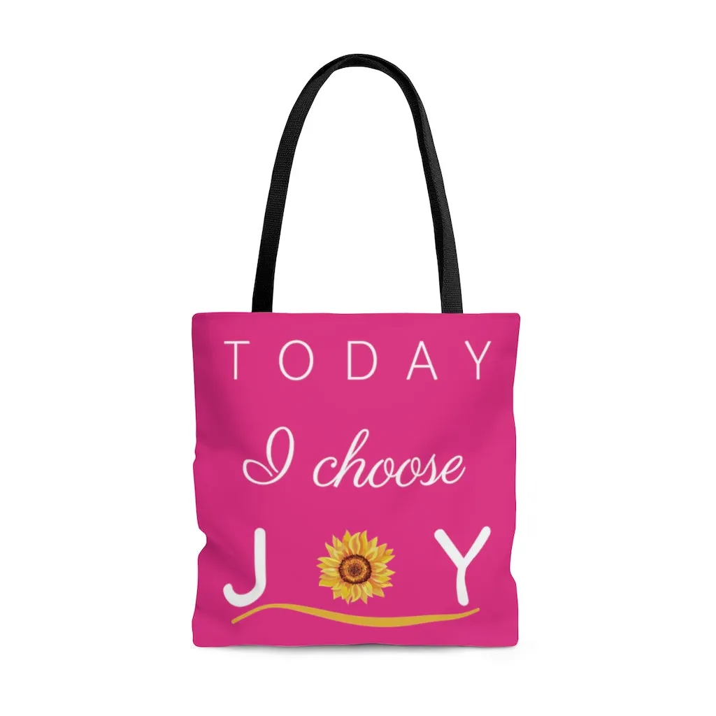 "Today I Choose Joy" Large Raspberry Tote Bag (Dual-Sided Design)