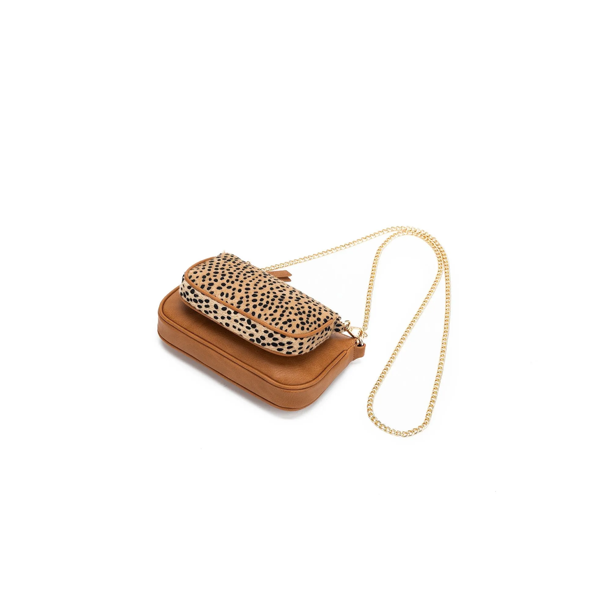 Sabie Tan / Leopard 2 Piece Crossbody Bag