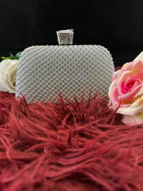 Silver Rectangle shaped clutch bag