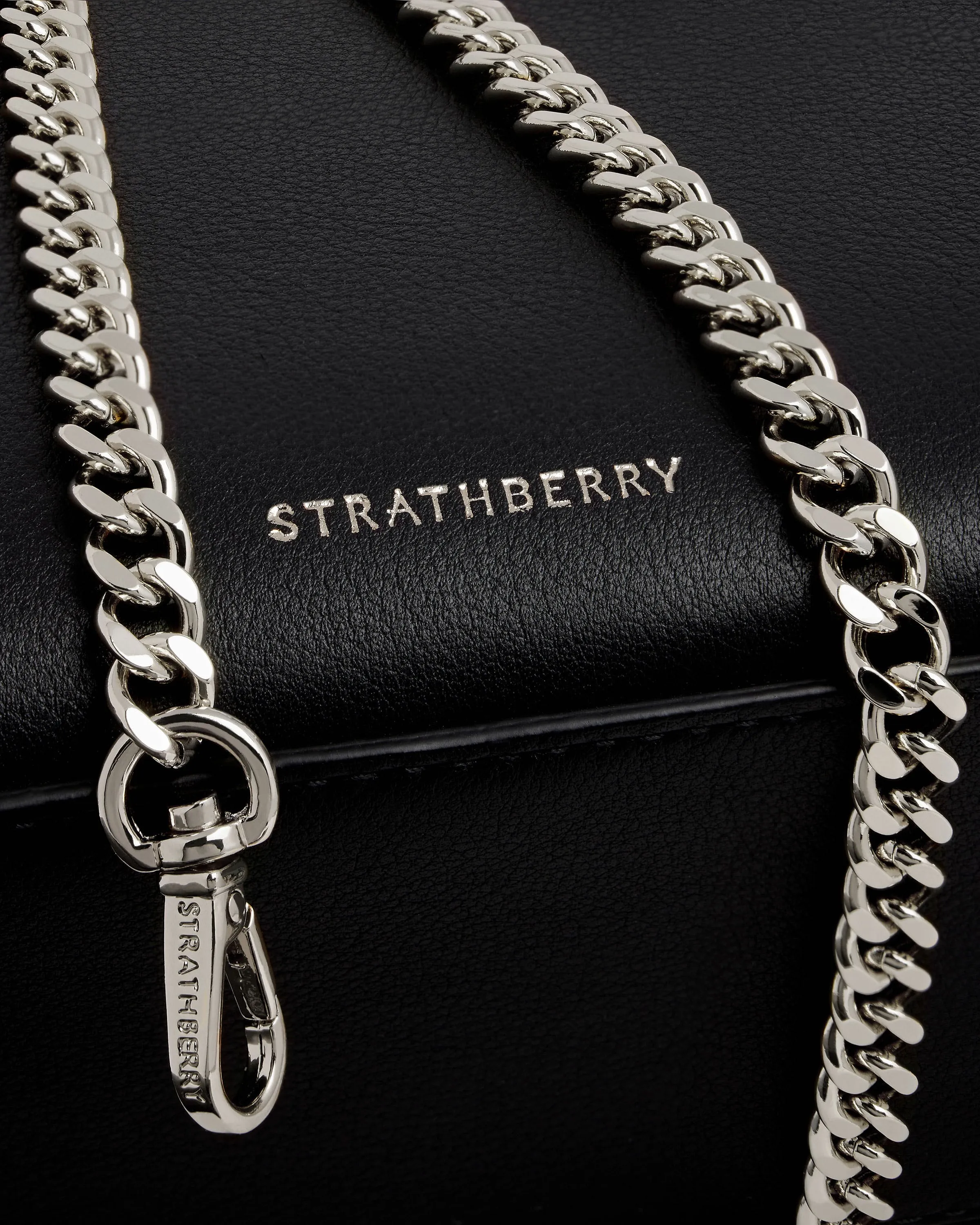 The Strathberry Nano Tote - Black with Silver Hardware