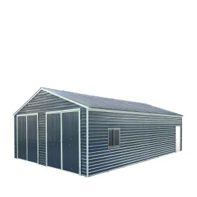 TMG Industrial 26’ x 40’ Metal Garage Shed with 9’ High Double Front Doors, 14’ Peak Height, Side Entry Door, 1040 Sq-Ft Floor Space, TMG-MS2640