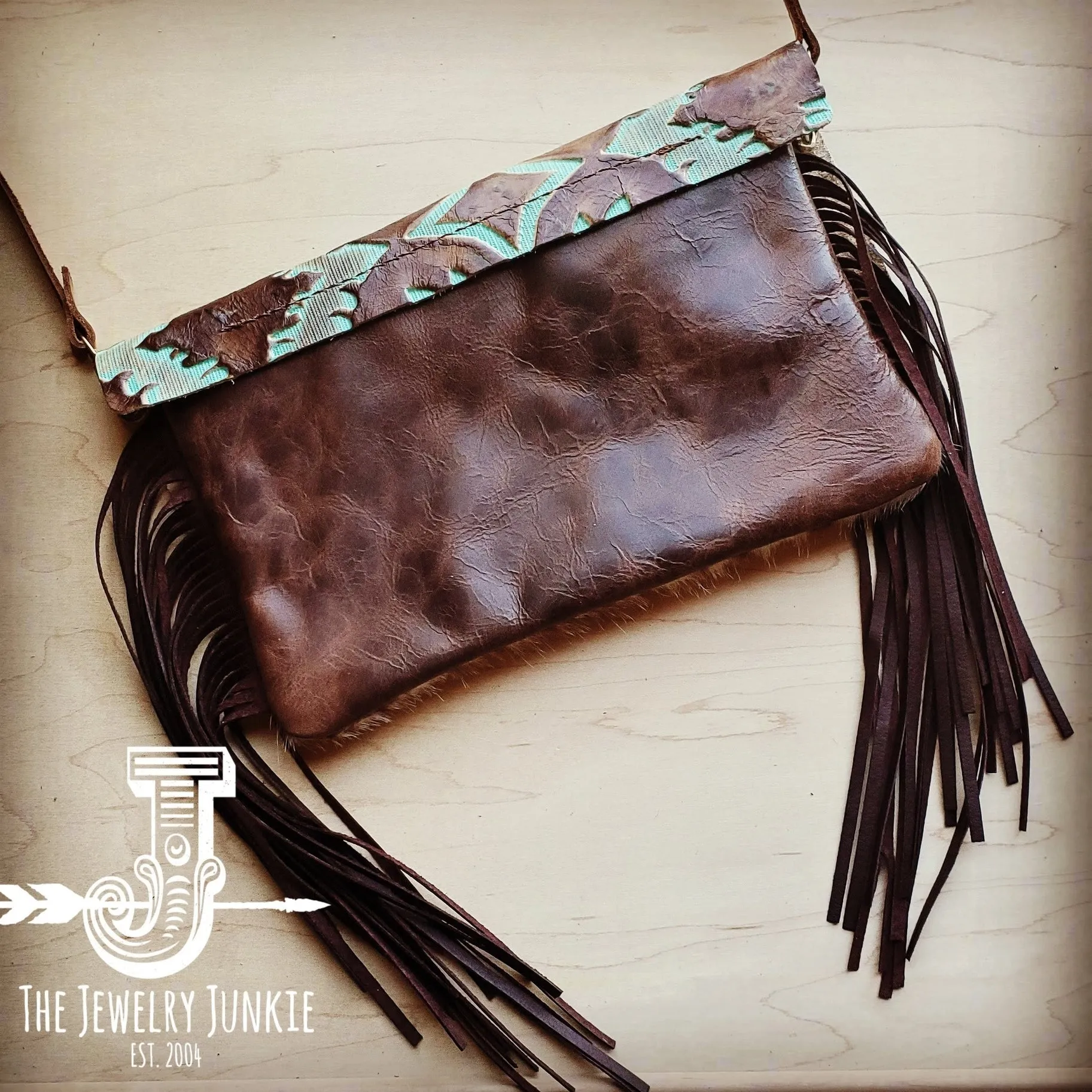 Turquoise Laredo Flap and Fringe Leather Handbag